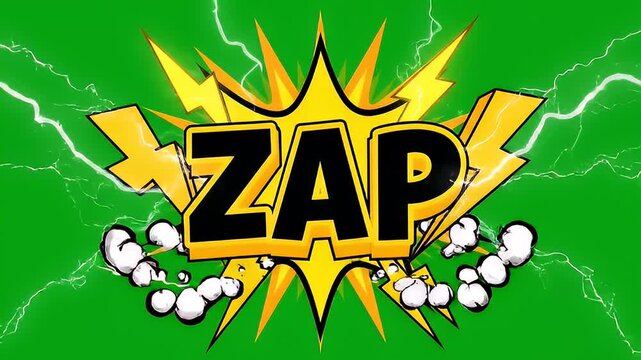 Energetic comic style zap graphic element with lightning and cloud effect