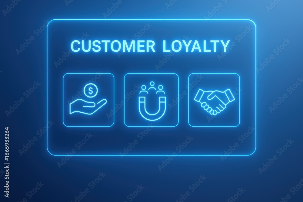 Poster a digital interface displaying key components of a customer loyalty program, including reward incent