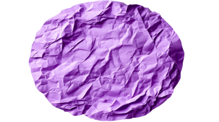 Crumpled Purple Paper Ball Isolated on White, cut out transparent
