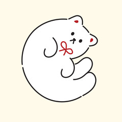 Cute cartoon cat illustration lying down with line vector sticker