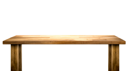 Wooden Table Surface With Visible Wood Grain Texture and Sturdy Legs, cut out transparent