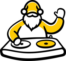 Santa claus djing at a party with turntables isolated on white background isolated on transparent background