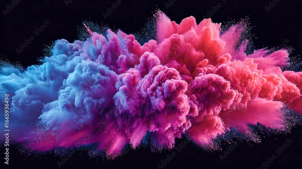Poster a stunning display of multicolored powder creating an explosion against a dark backdrop.