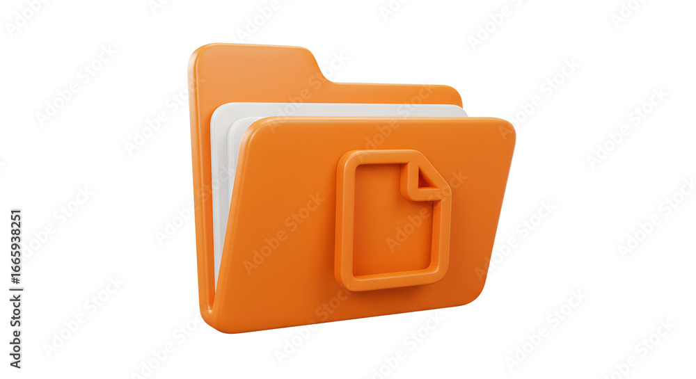 Fototapete captivating 3d rendering of orange folder icon with document symbol on isolated background