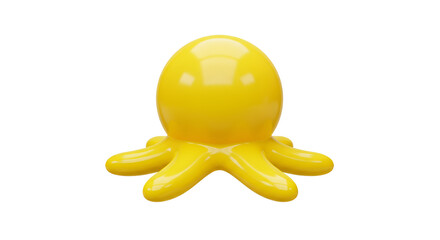 Bright Yellow Cartoon Octopus with Glossy Finish on a Clean White Background