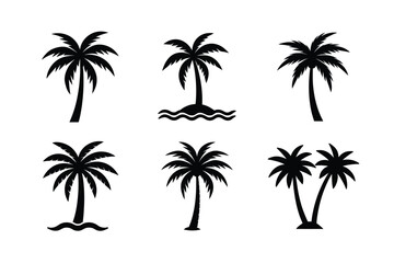 Palm Tree Icon Set, Vector Illustration