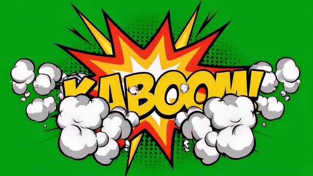 Explosion star burst effect vintage comic style graphic against green screen