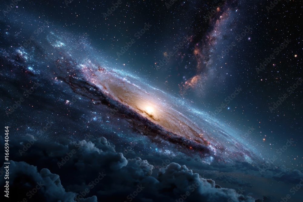 Canvas Prints majestic spiral galaxy illuminated by distant stars floating against a backdrop of swirling cosmic c