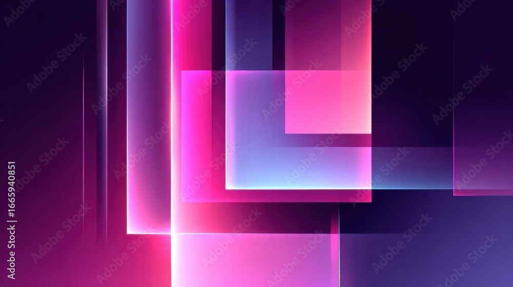 Poster abstract neon squares create a geometric and modern digital design with vibrant colors.