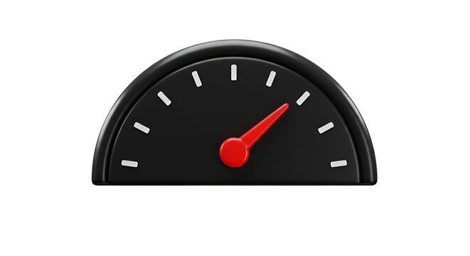Illustrative speedometer graphic with red pointer indicating moderate level - Powered by Adobe