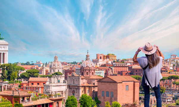 Ancient roman forum columns and ruins - Rome, Italy - Powered by Adobe