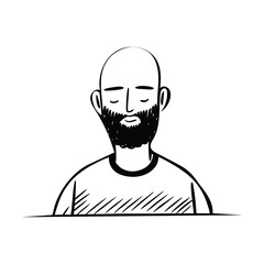Hand-Drawn Illustration: Bald Man with Beard vector