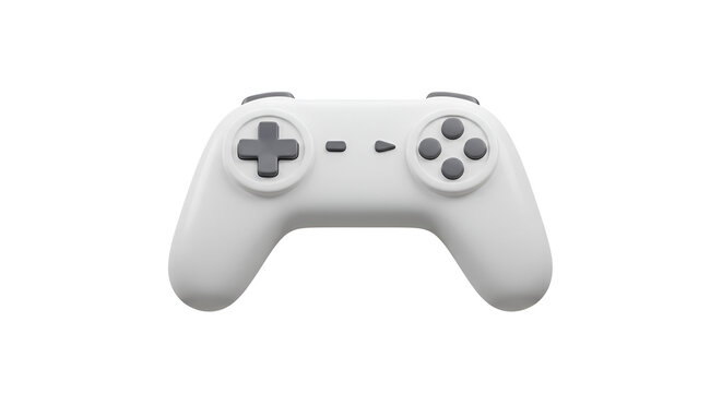 Minimalist White Game Controller Isolated on White Background for Modern Gaming - Powered by Adobe