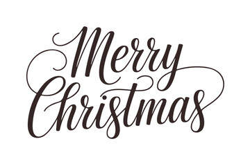 Elegant merry christmas calligraphy phrase with detailed swirls and flourishes on white background