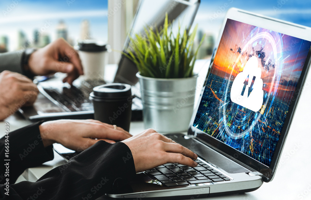 Poster cloud computing software for modish remote work and personal data storage