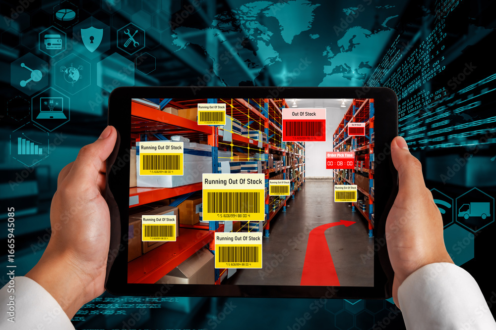 Poster smart warehouse management system using augmented reality technology to identify package picking and