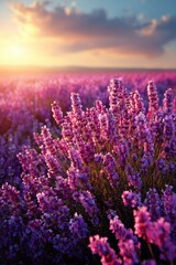 Fototapeta premium Lavender field at sunset (1)