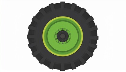 A Tractor Wheel with Visible Treads