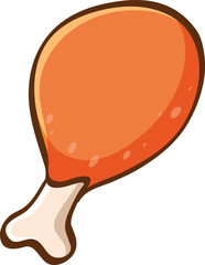 vector illustration of fried chicken drumstick isolated on white