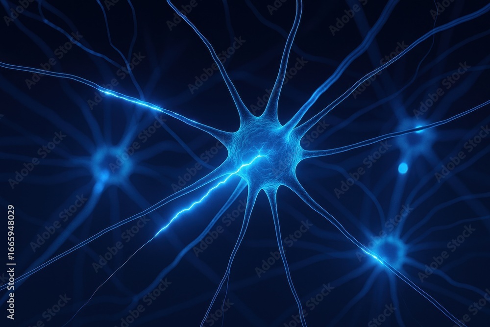 Poster neural network spark: an artistic rendering of interconnected neurons pulses with radiant energy, sy