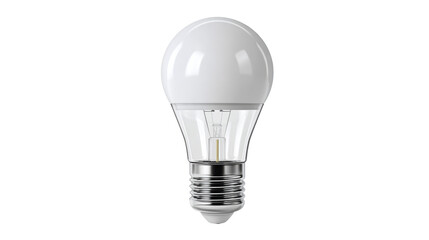 Modern LED Light Bulb with White Diffuser and Metal Base, cut out transparent