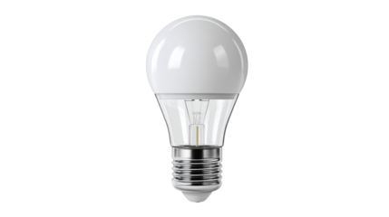 Modern LED Light Bulb with White Diffuser and Metal Base, cut out transparent