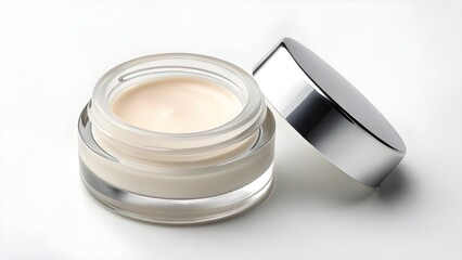 Elegant Eye Shadow Cream Pot Mockup with Blank Glass Jar and Smooth Creamy Texture on Clean Minimal Scene – Perfect Cosmetic Packaging and Branding Showcase