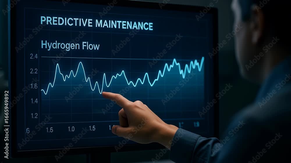 Poster predictive maintenance smart factory monitors hydrogen flow with advanced data for efficient operati