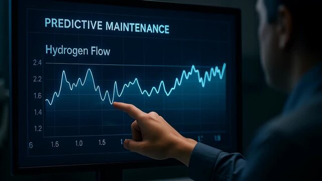 Predictive maintenance smart factory monitors hydrogen flow with advanced data for efficient operation and reliable performance