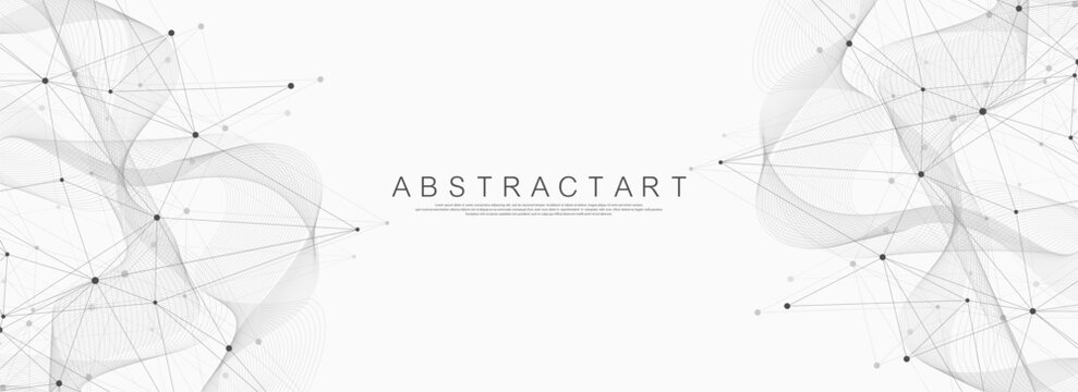 Global network connection concept. Big data visualization. Social network communication in the global computer networks. Internet technology. Business. Science. Vector illustration