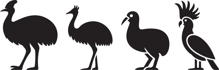 Exotic Bird Silhouette Vector Art