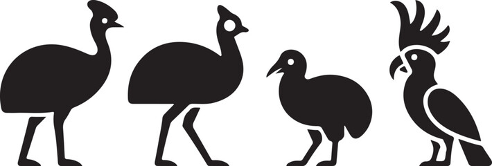 Exotic Bird Silhouette Vector Art