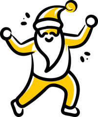 Santa claus dancing at a holiday party with disco ball isolated on white background isolated on transparent background