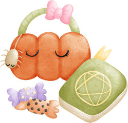 pumpkin basket and candy book