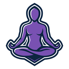 A purple figure is sitting in a lotus position. The figure is in a relaxed posture, and the color purple gives a sense of calmness and serenity