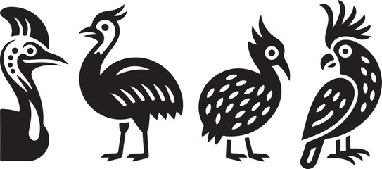 Exotic Bird Silhouette Vector Art