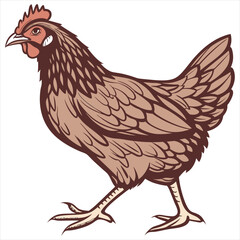Hen Vector Illustration. Hen Clipart. Brown Hen Illustration – Farm Animal Vector. Brown Hen Illustration. Brown Chicken Clipart. 