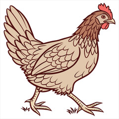 Hen Vector Illustration. Hen Clipart. Brown Hen Illustration – Farm Animal Vector. Brown Hen Illustration. Brown Chicken Clipart. 