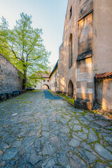 Medieval monastery Cerveny Klastor near Peak Tri Koruny or Trzy Korony in Pieniny National park in Slovakia and Poland © Zedspider