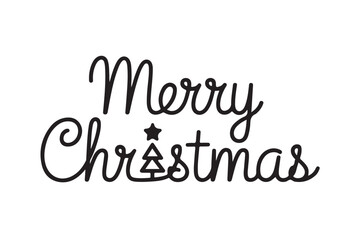 Merry christmas hand lettering black text isolated on white background simple and elegant