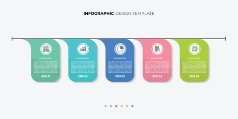 Modern Timeline Creator infographic template. 5 options timeline journey, calendar Flat simple infographics design template