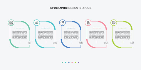 Modern Timeline Creator infographic template. 5 options timeline journey, calendar Flat simple infographics design template