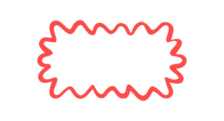 Groovy red wavy rectangle border frame in retro doodle outline style. Abstract shape element and y2k background with graphic outline, perfect for trendy art accent and modern visual concept.
