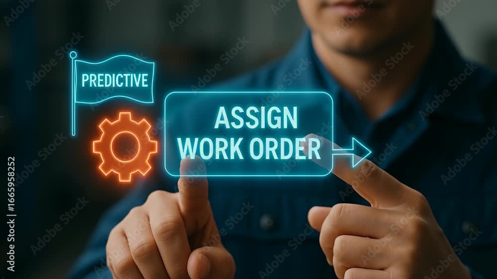 Poster smart factory predictive maintenance technology improves work order efficiency using digital interfa