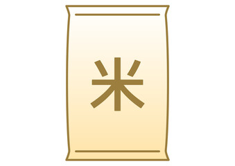米と書かれたシンプルな米袋のアイコン