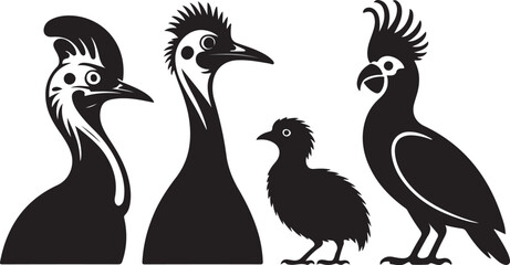 Exotic Bird Silhouette Vector Art