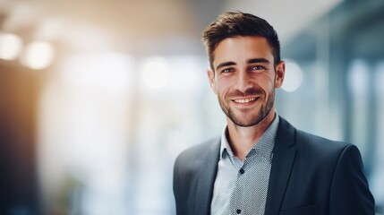 Businessman in office,modern interior background,copy space concept,mockup template.