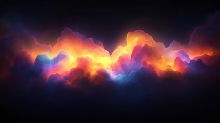 A digital artwork depicting a vibrant, abstract cloud formation with a gradient of colors.
