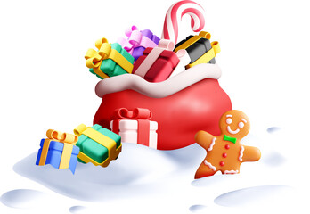 Festive 3D Holiday Gifts and Gingerbread Man