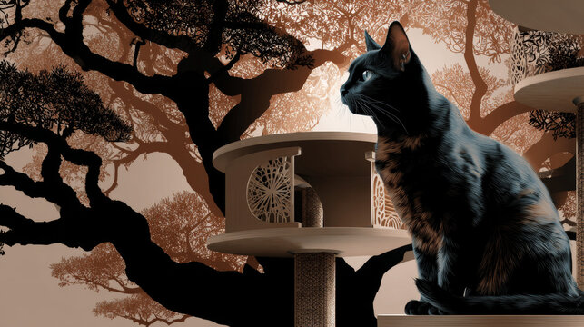 cat tree simple model, vector illustration of cat trees